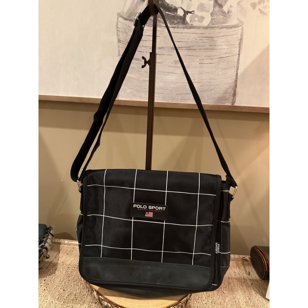 VNTG Y2K Polo Sport Ralph Lauren Vintage Black Plaid Messenger Shoulder Bag
